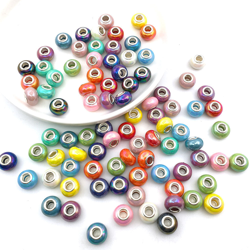 Wholesale 10PCS/Pack Plating Resin Beads 13mm Bracelet Accessories